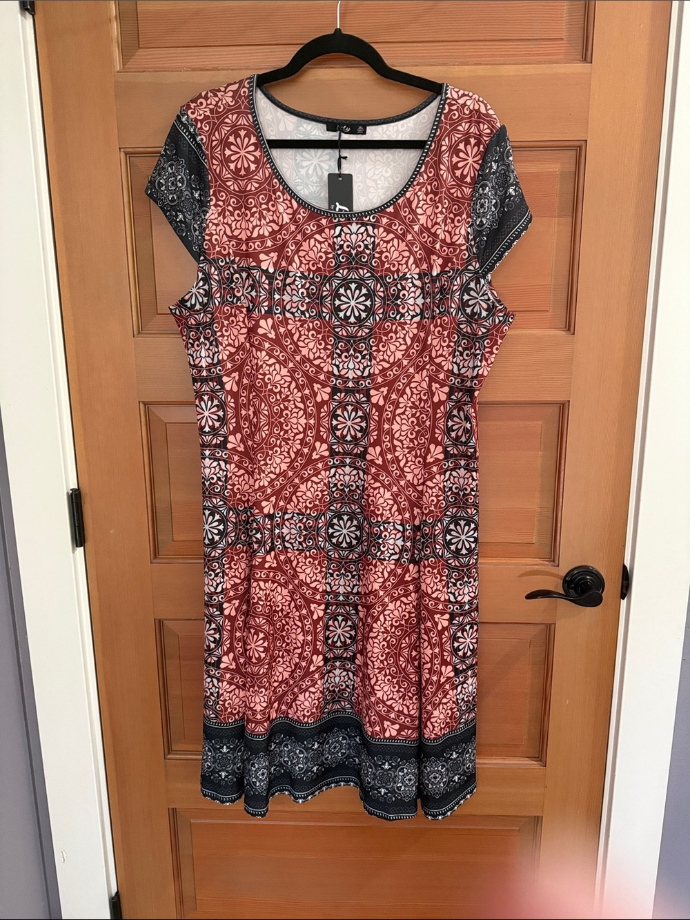 Lily Red and Black Patterned Midi Dress